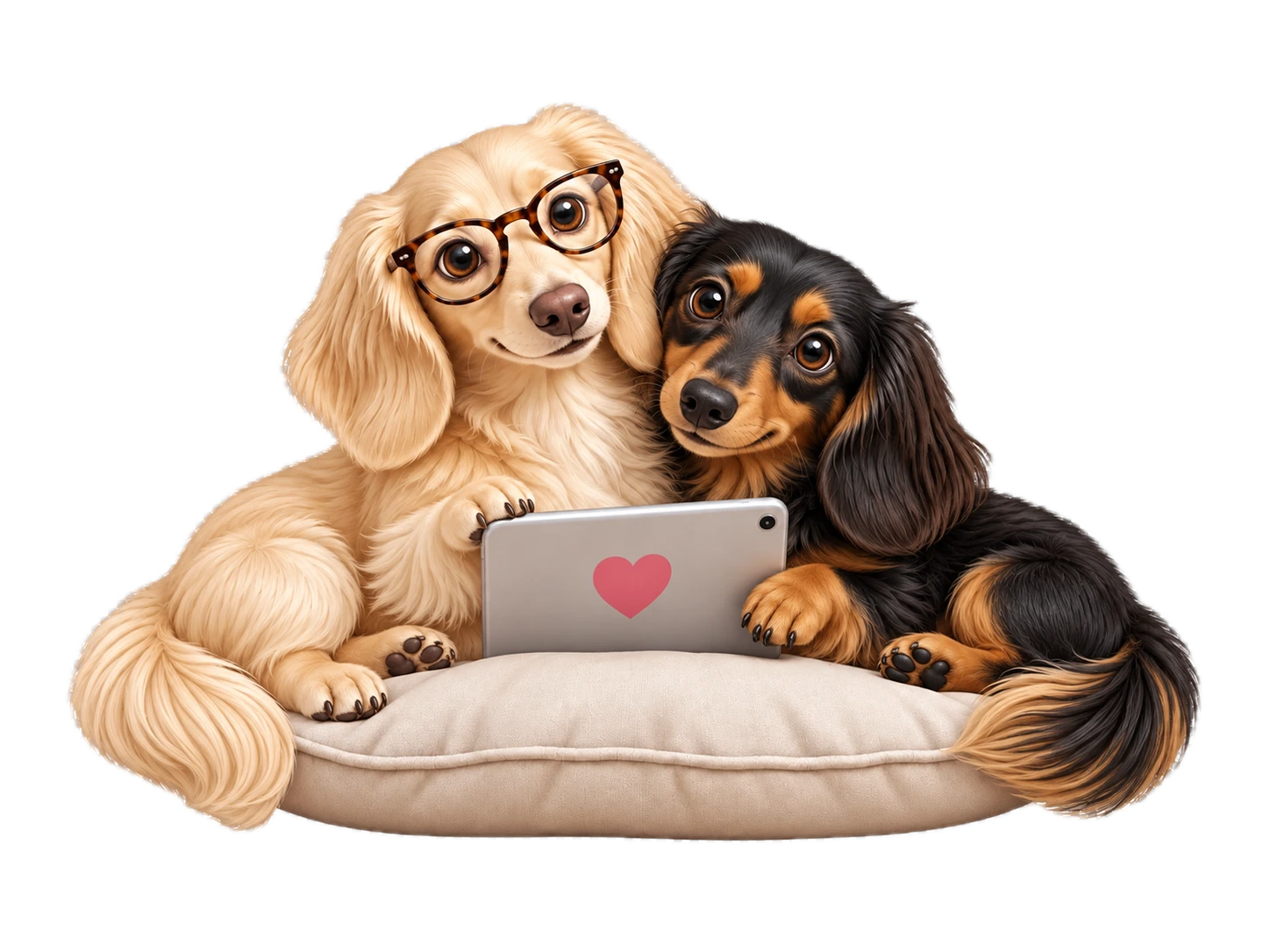 Two dachshunds explore their personalities together.